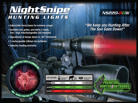NightSnipe NS220 Adjustable Beam Light RGW